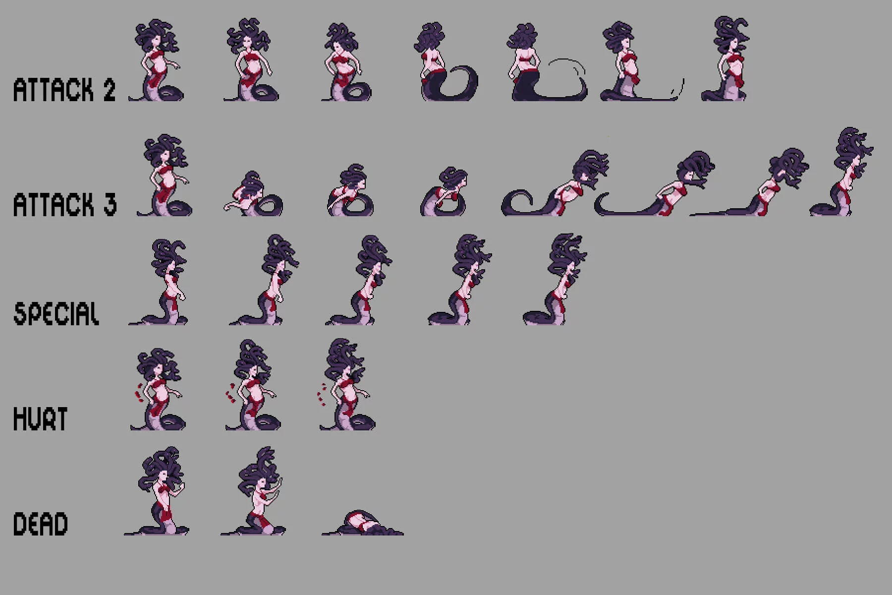 Gorgon Pixel Art Character Sprite Sheets