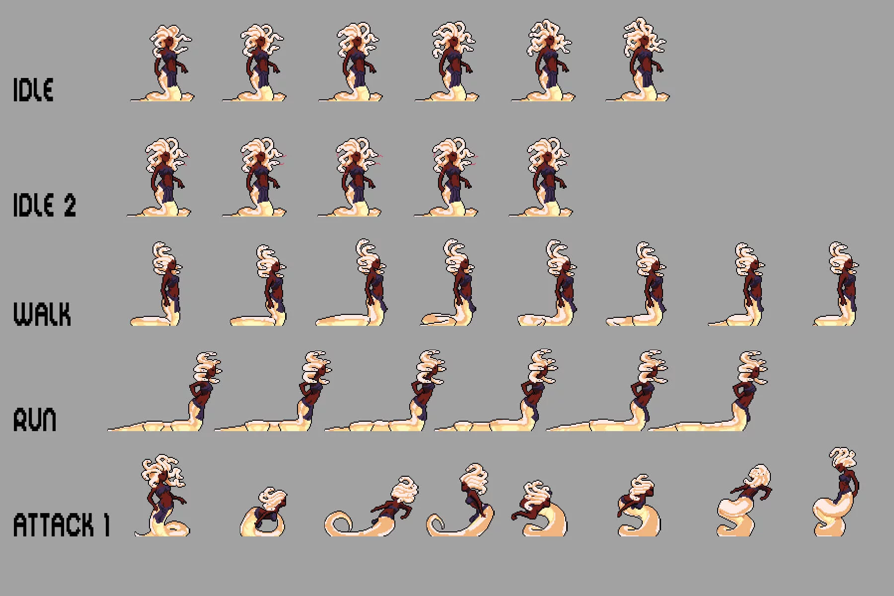 Gorgon Pixel Art Character Sprite Sheets