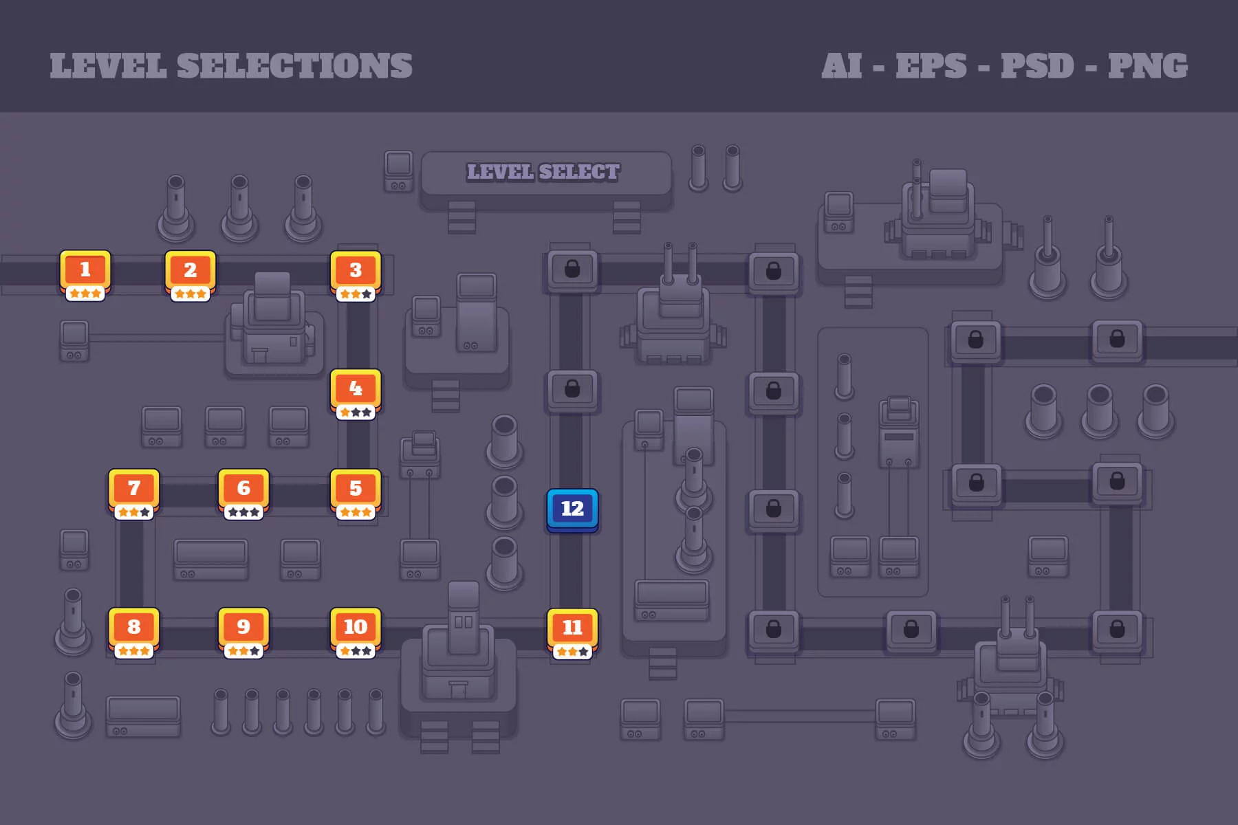Level Map Asset Pack for 2D Game