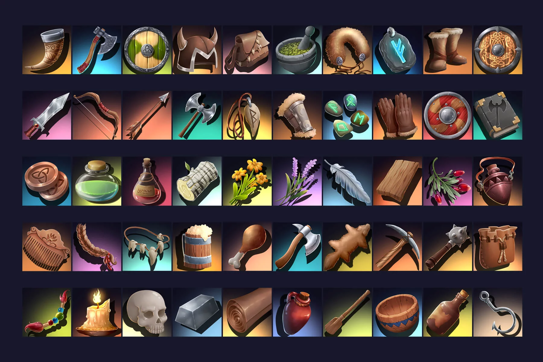 RPG Viking Loot Game Icons 512×512
