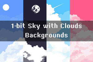 1-Bit像素天空云朵背景包：4种氛围场景