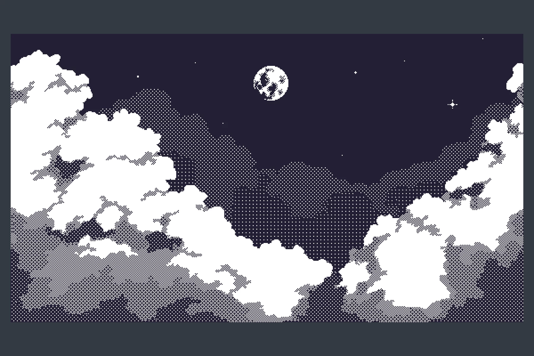 1-bit Sky and Clouds Pixel Backgrounds