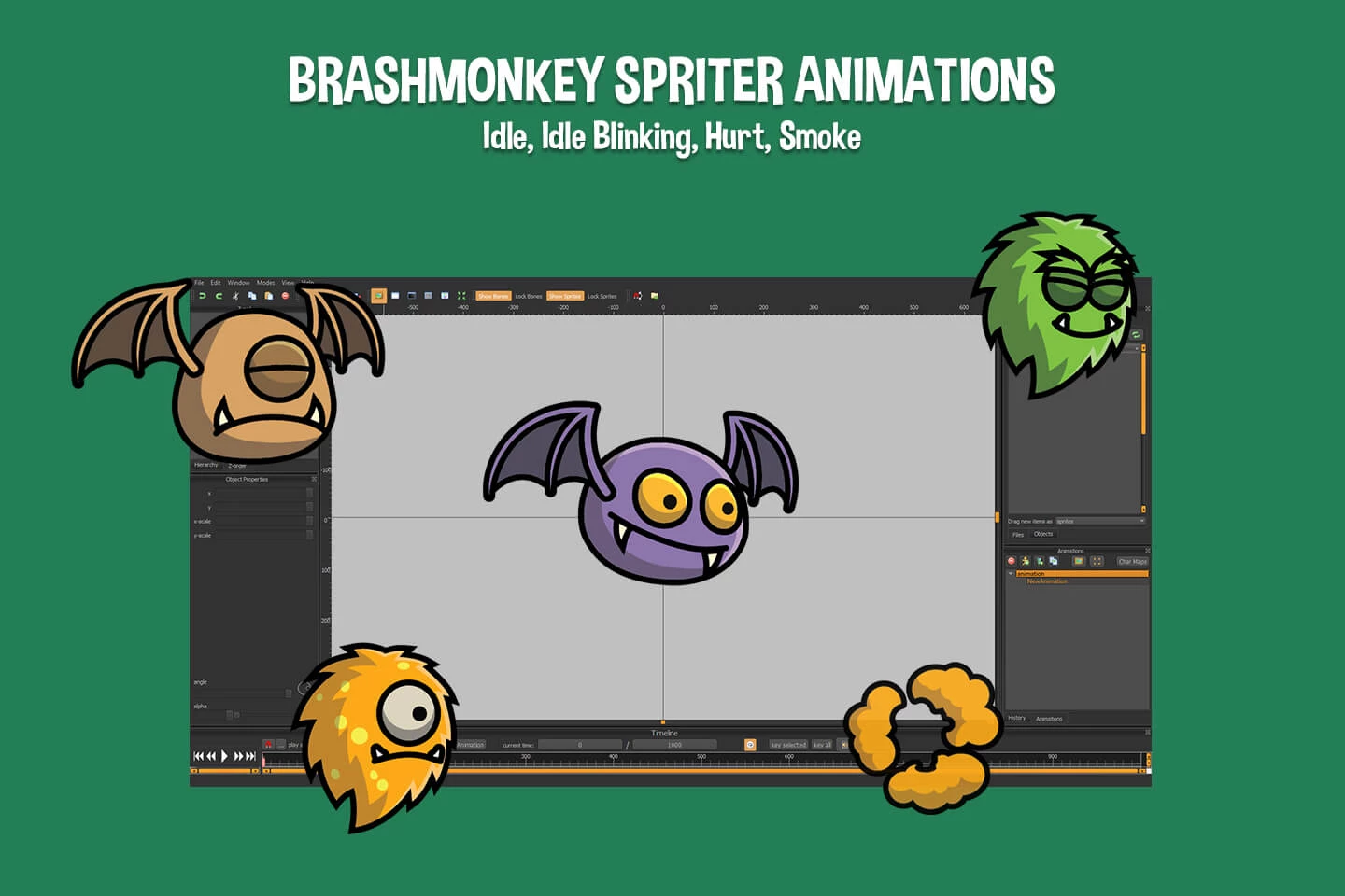 Flying Monster 2D Character Sprites