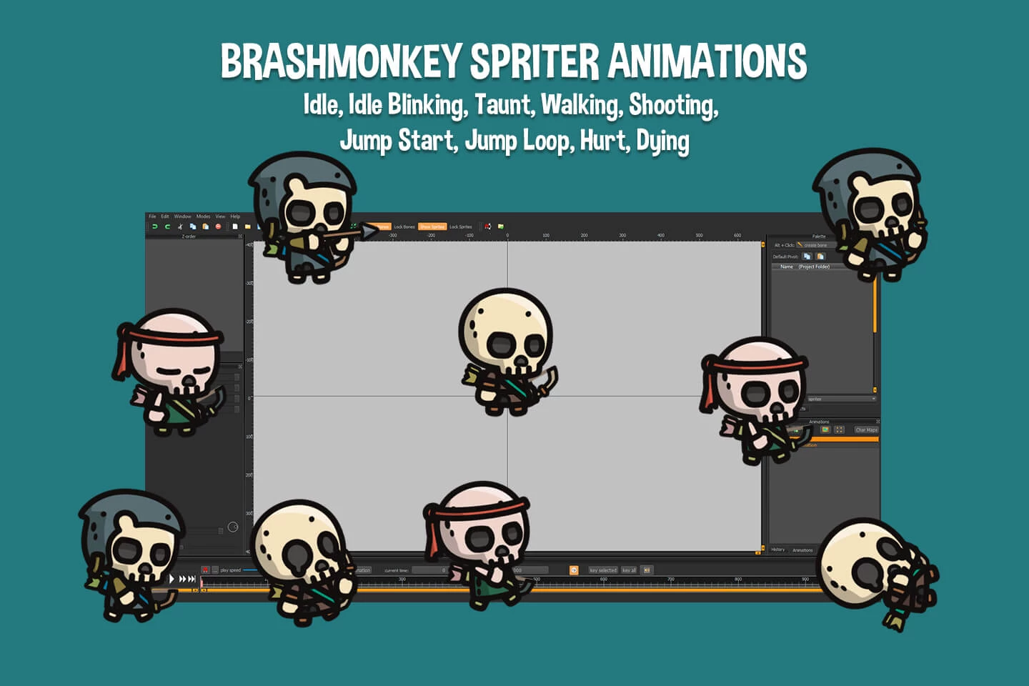 Skeleton Archer Tiny Style 2D Sprites
