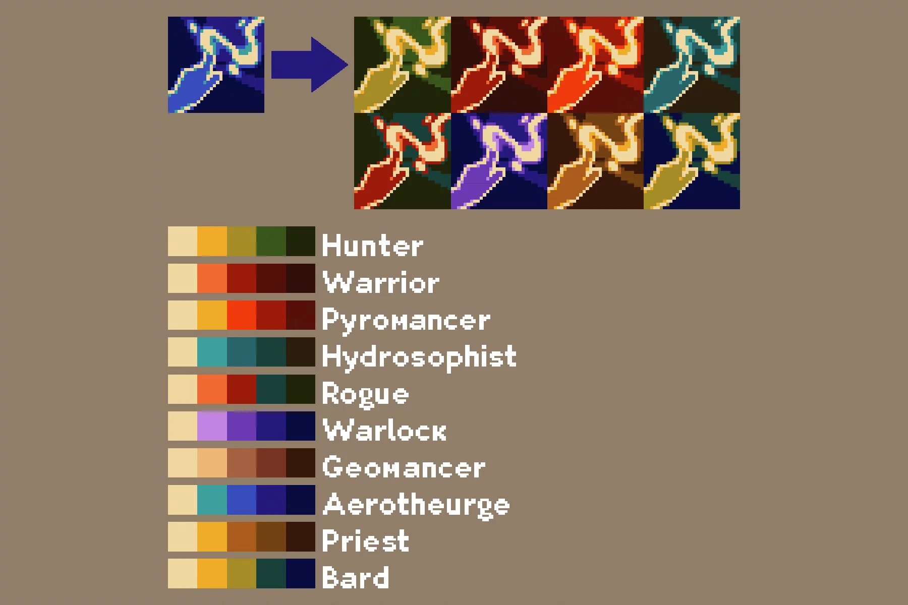 Geomancer and Aerotheurge Ability Icons Pixel Art