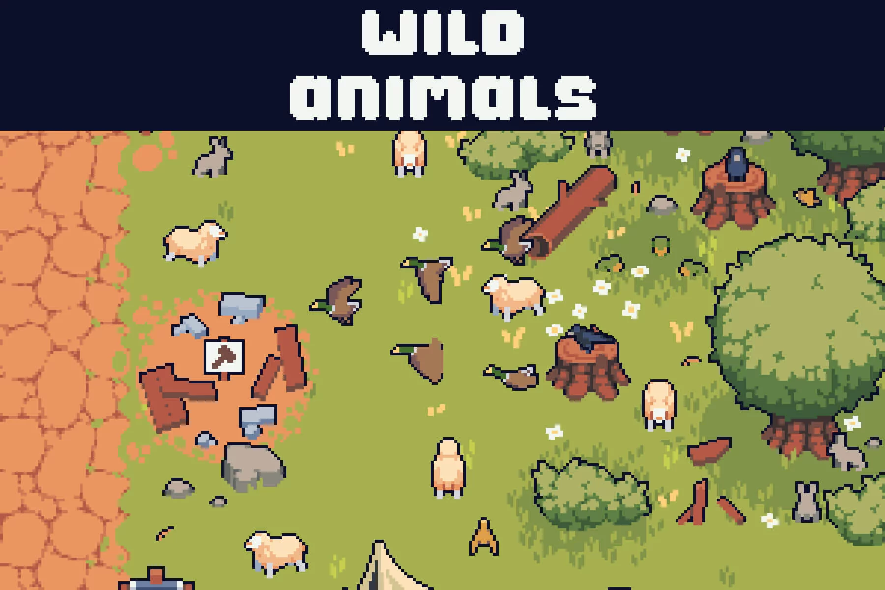 Top-Down Wild Animals Pixel Art Sprite Pack