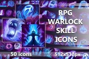 RPG术士技能图标集：黑暗魔法与诅咒艺术