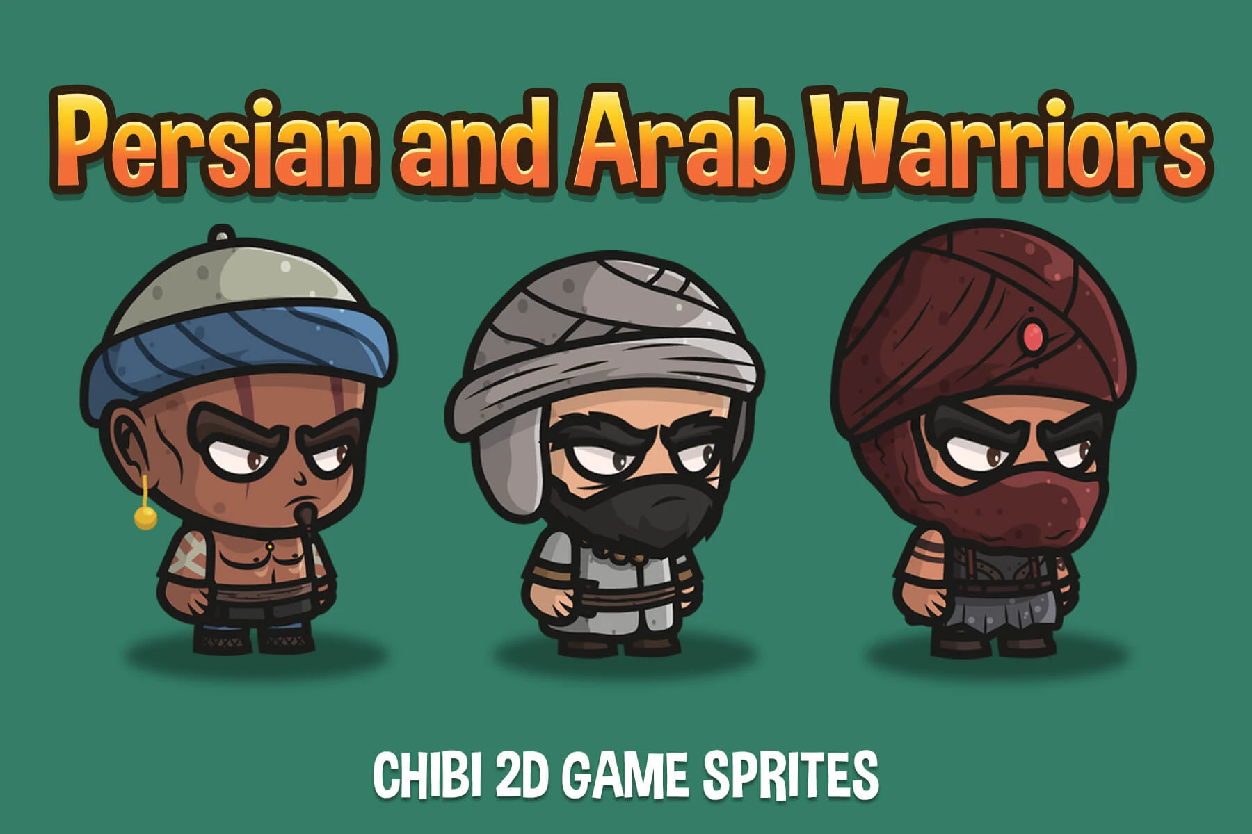 Persian and Arab Warriors Chibi Character Pack