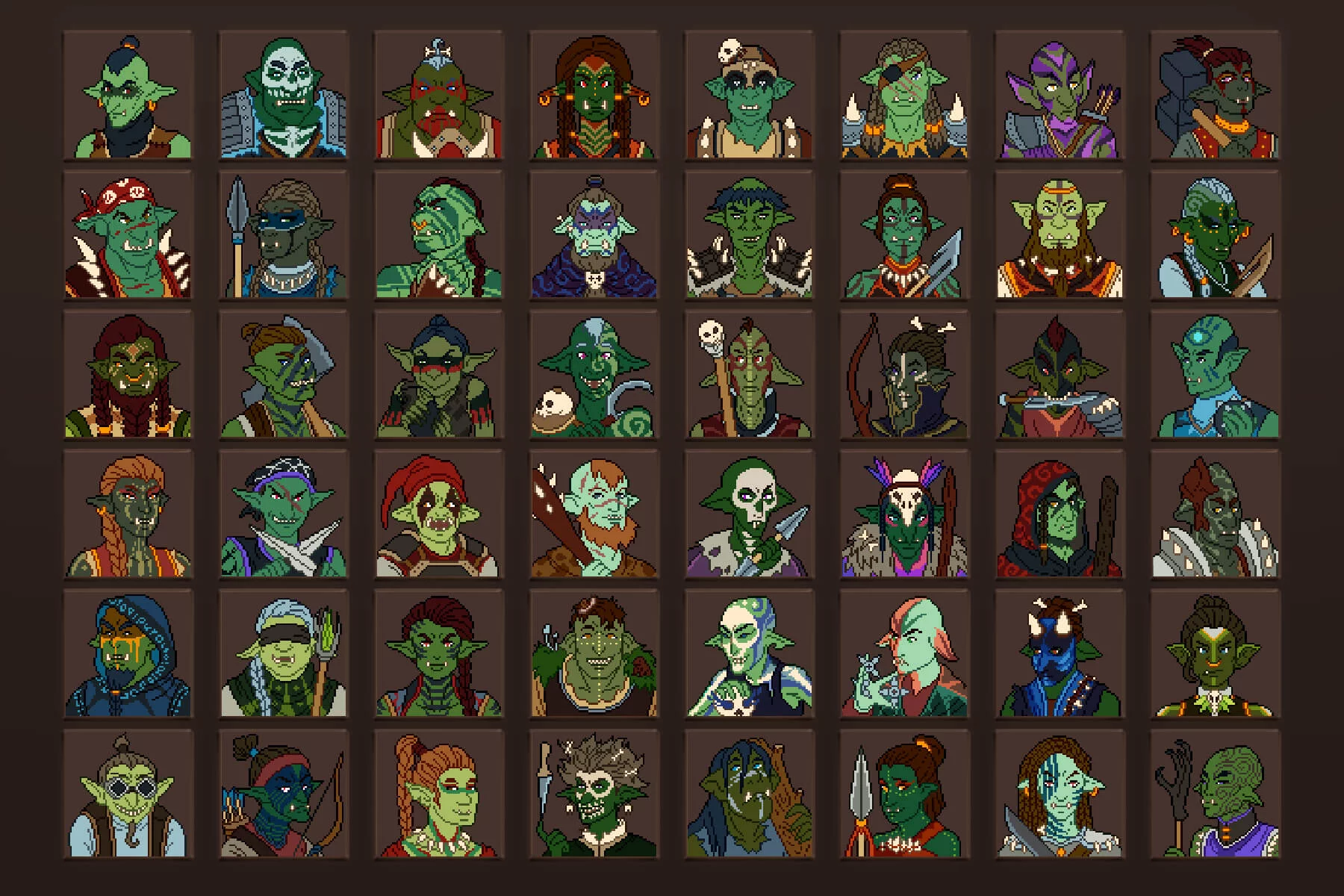 Orc and Goblin Avatar Icons in 64×64 Pixel Art