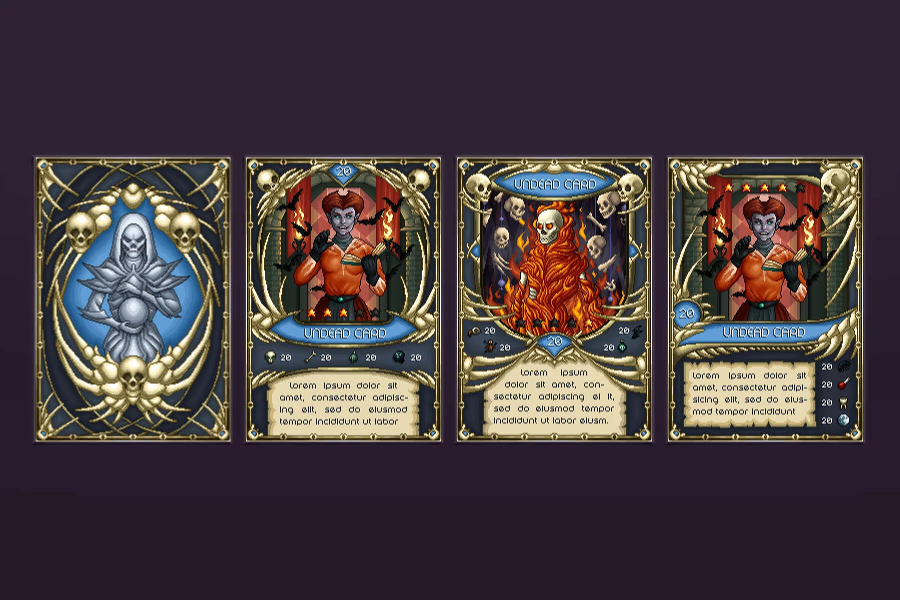 Undead TCG Cards Pixel Art Asset Pack