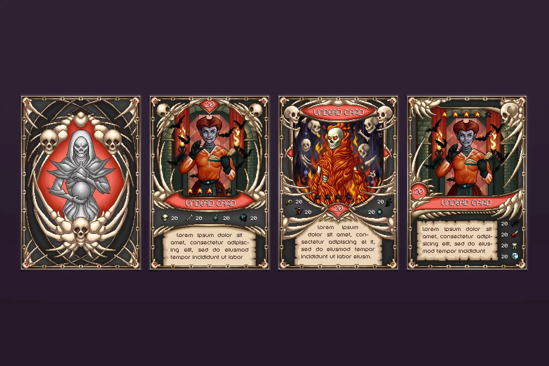 Undead TCG Cards Pixel Art Asset Pack