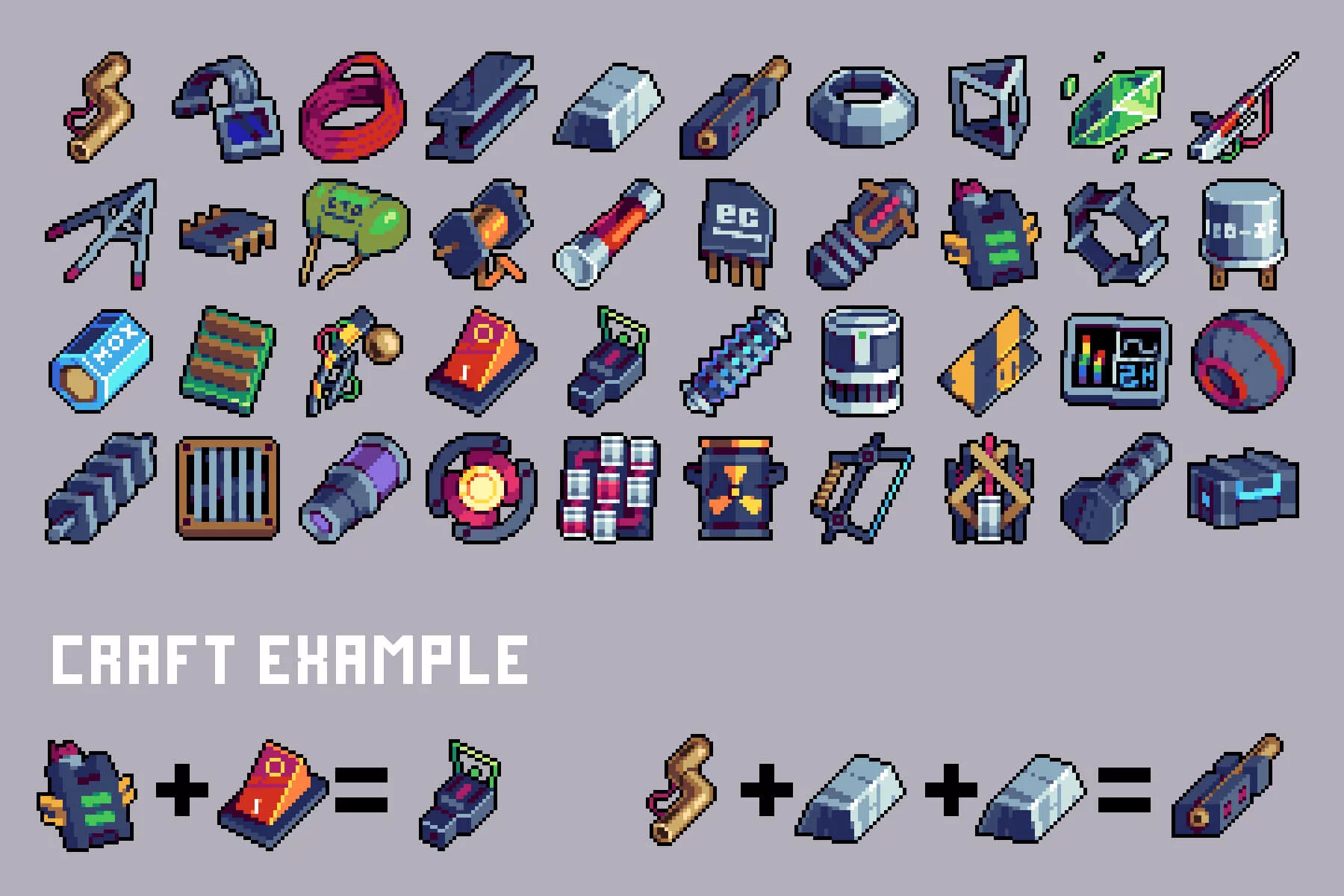 32×32 Resource Icons Pixel Art for Cyberpunk