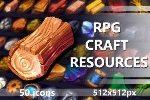 RPG Craft Resources 游戏图标包：50款手工素材合集