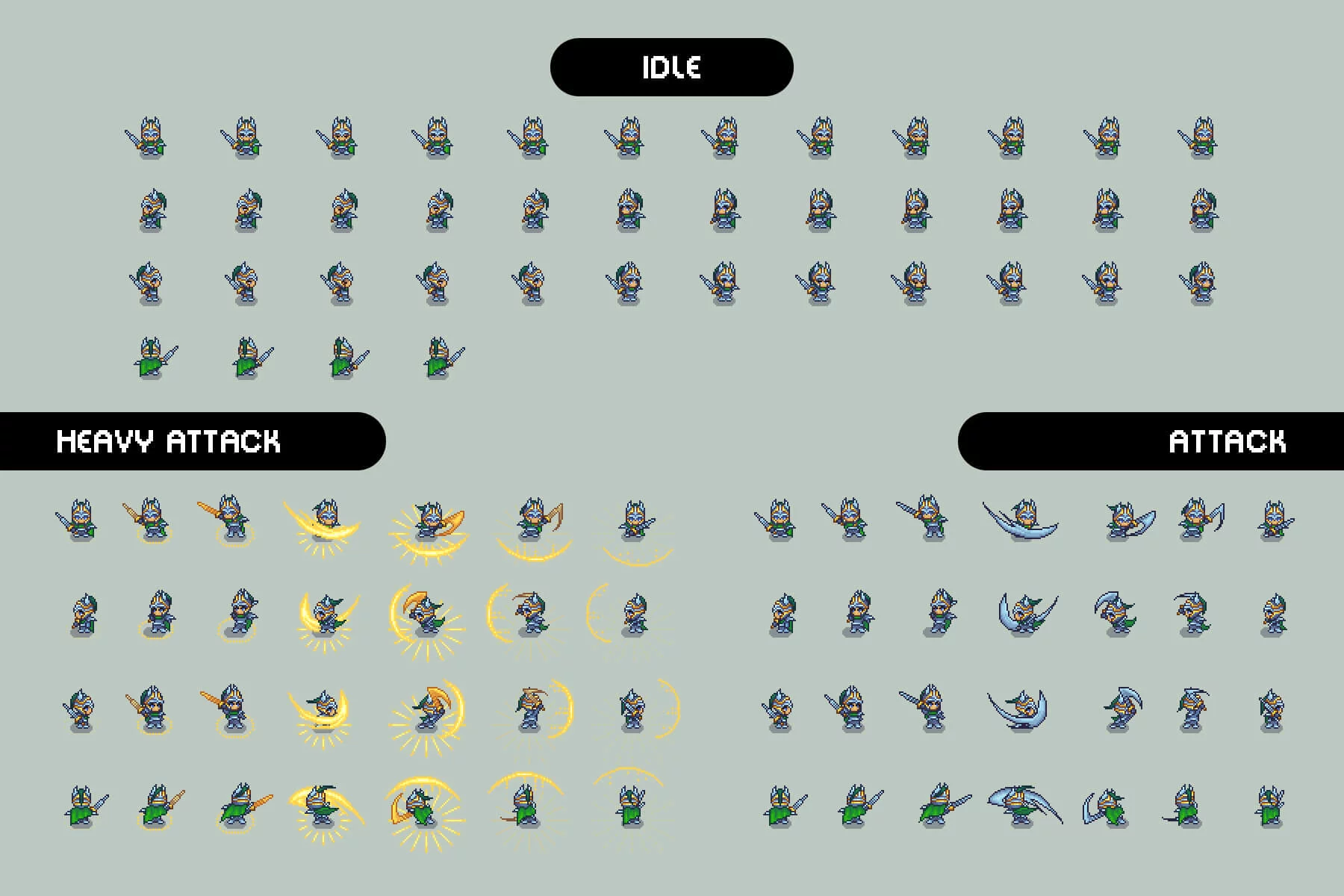 Swordsman 7-9 Level Pixel Top-Down Sprite Character Pack