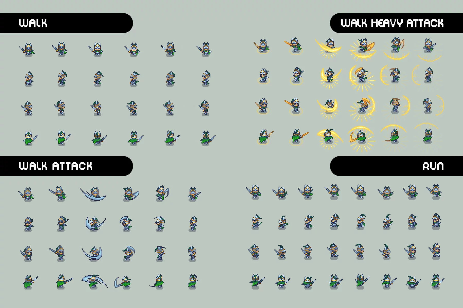 Swordsman 7-9 Level Pixel Top-Down Sprite Character Pack