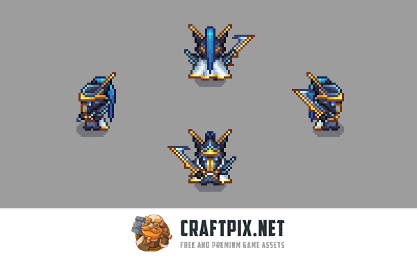 Swordsman 7-9 Level Pixel Top-Down Sprite Character Pack