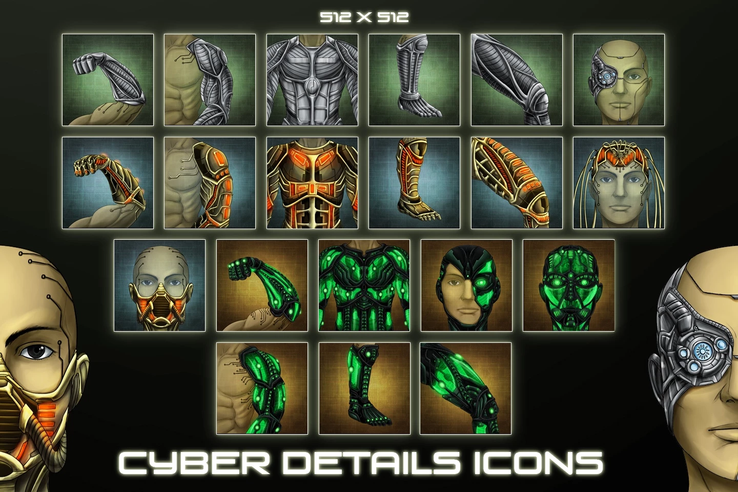 Sci-Fi Cyber Details Icons