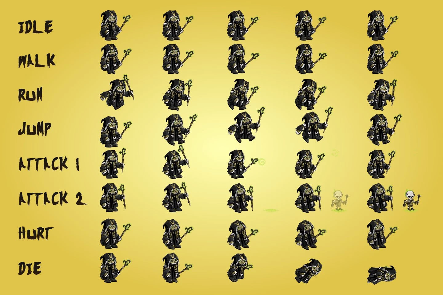 2D Fantasy Necromancer Character Sprite