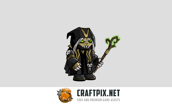 2D Fantasy Necromancer Character Sprite