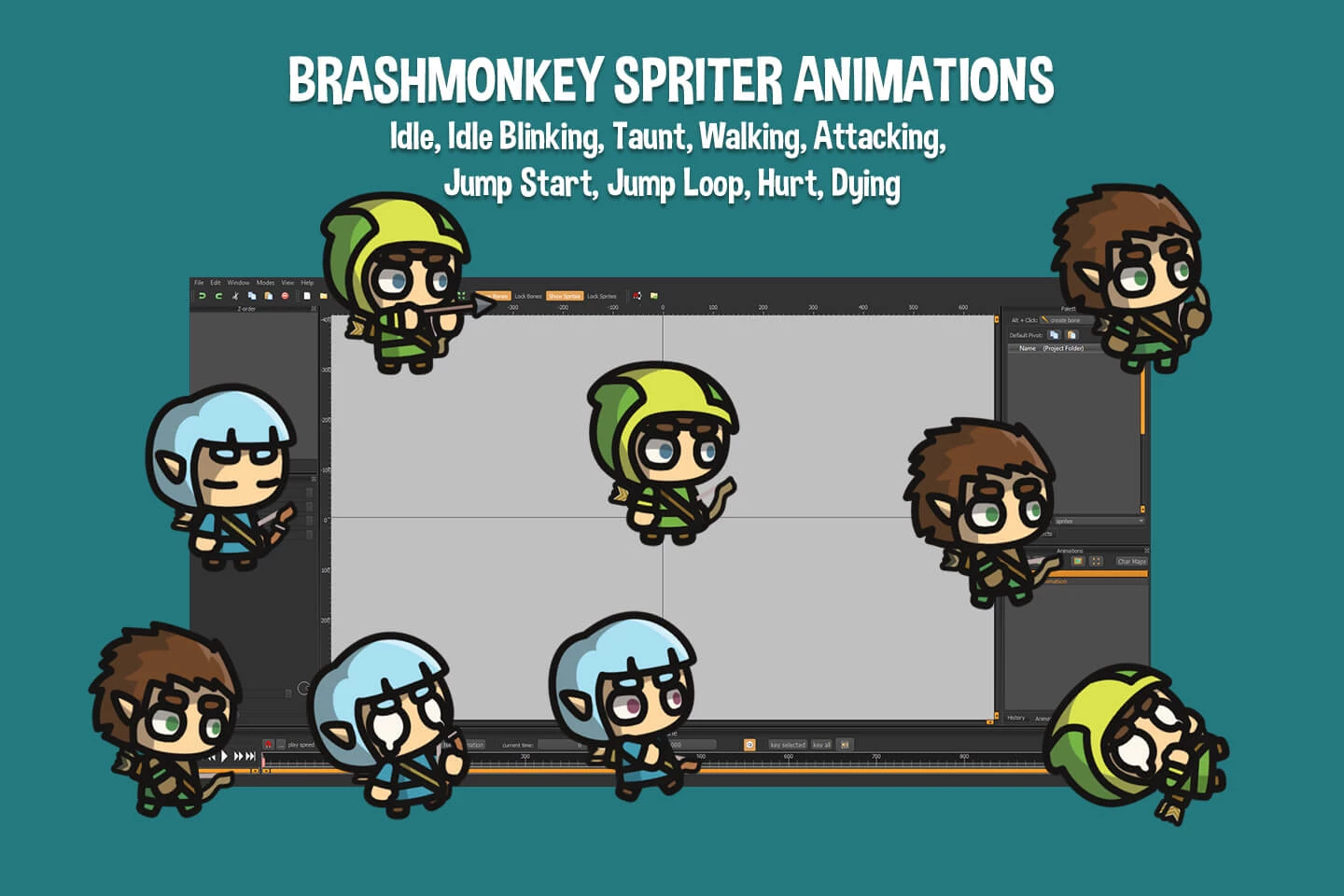 Elf Tiny Style 2D Character Sprites