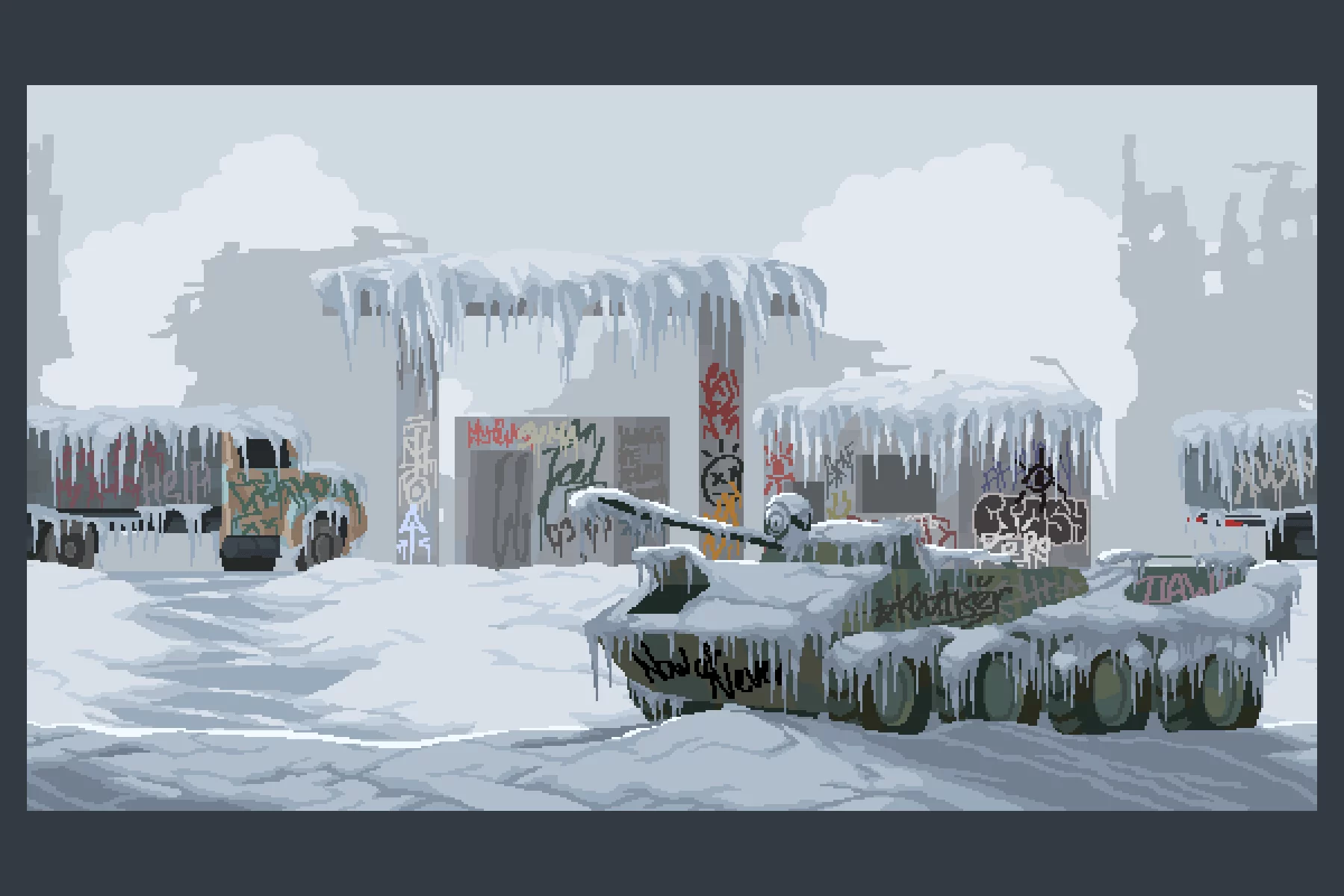 Post-Apocalypse Pixel Art Backgrounds for Game Projects