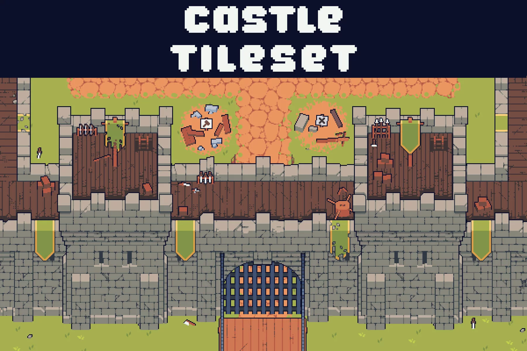 Castle Pixel Tileset for Defense Game
