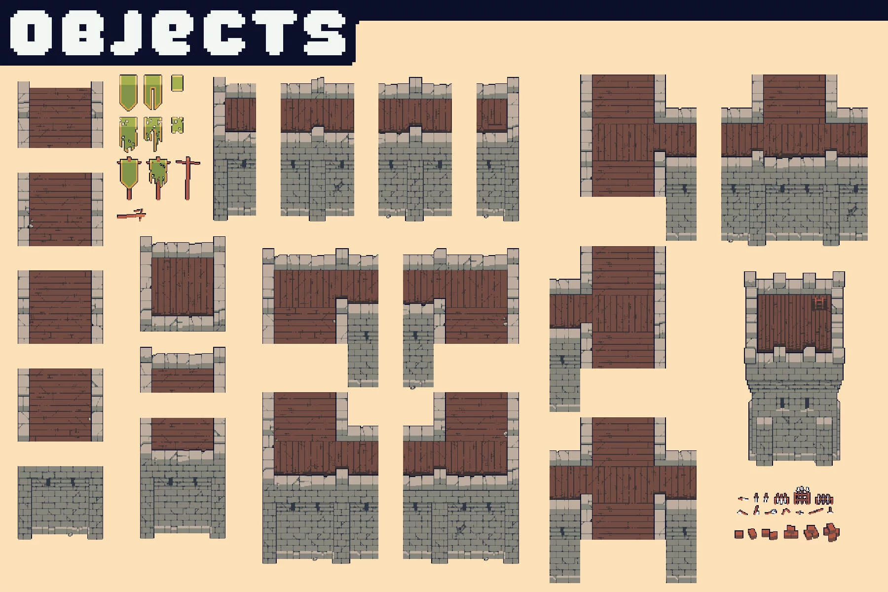 Castle Pixel Tileset for Defense Game