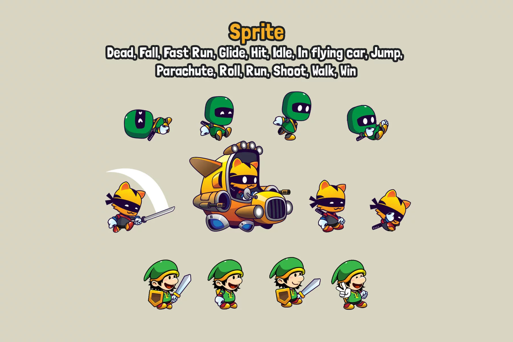 3 Animated Characters 2D Asset Pack