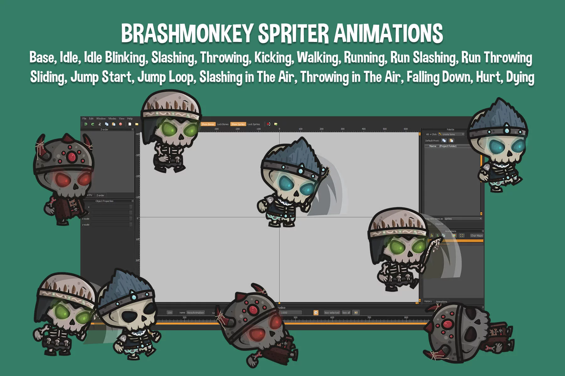 Chibi Skeleton Shaman Character Sprites