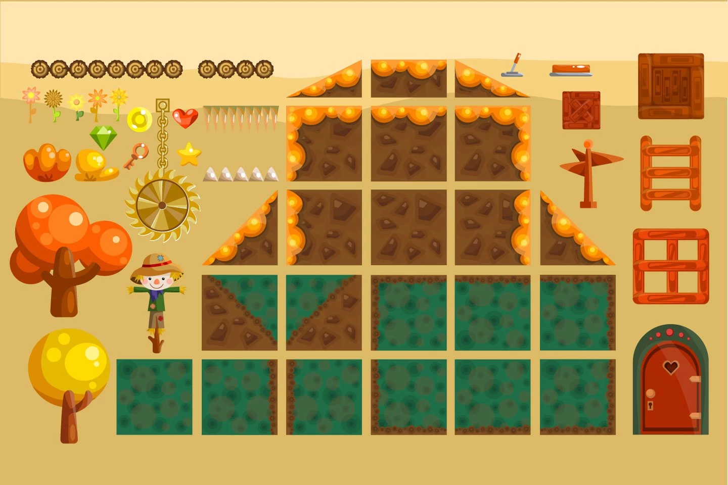 Platformer Autumn Game TileSet