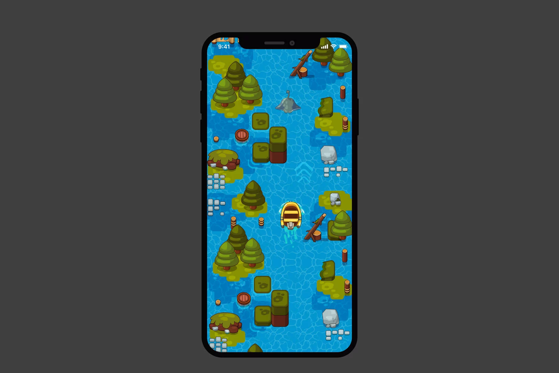 Top View Boat, Water and Land Asset Set