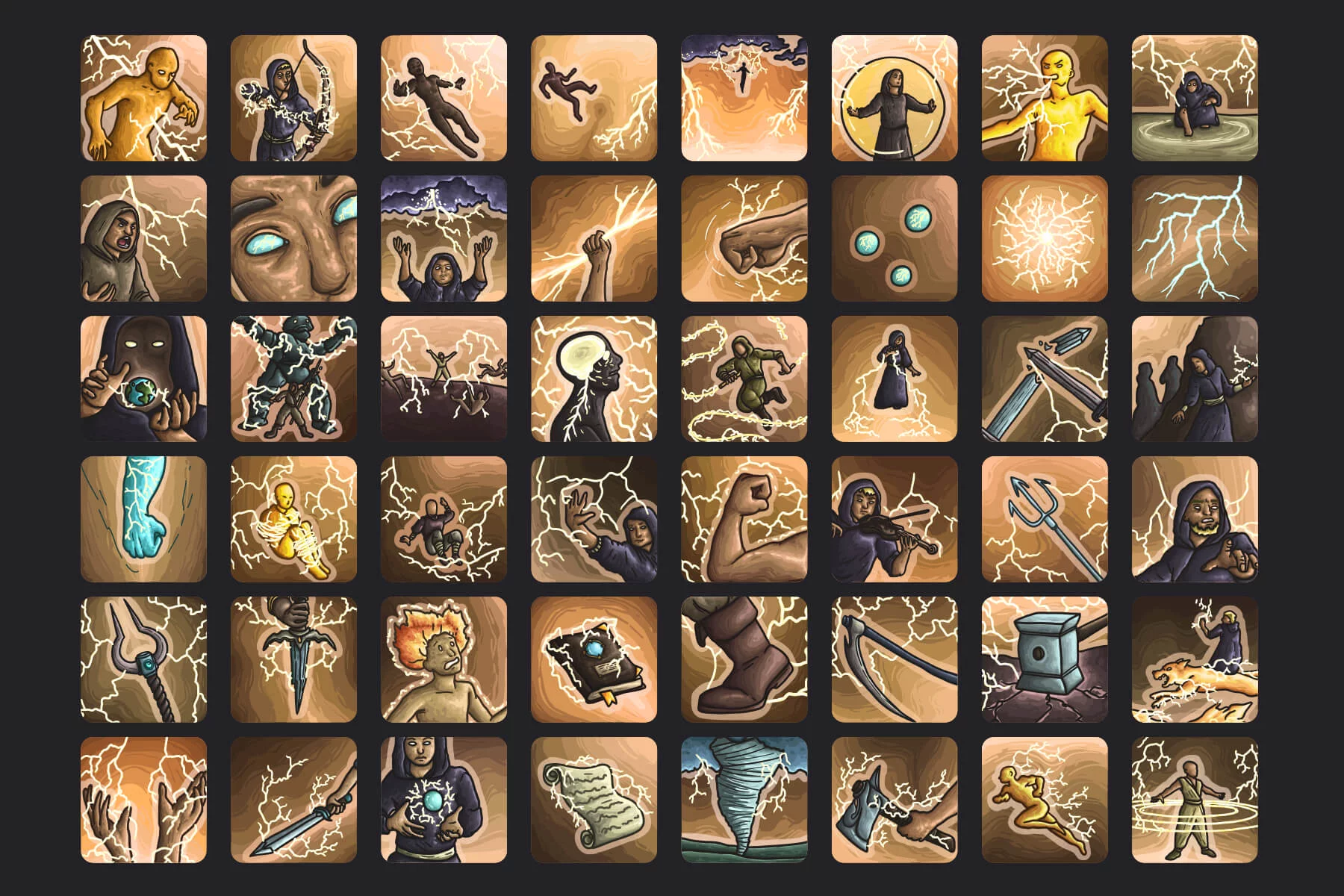 Lightning Mage Skills Icon Pack