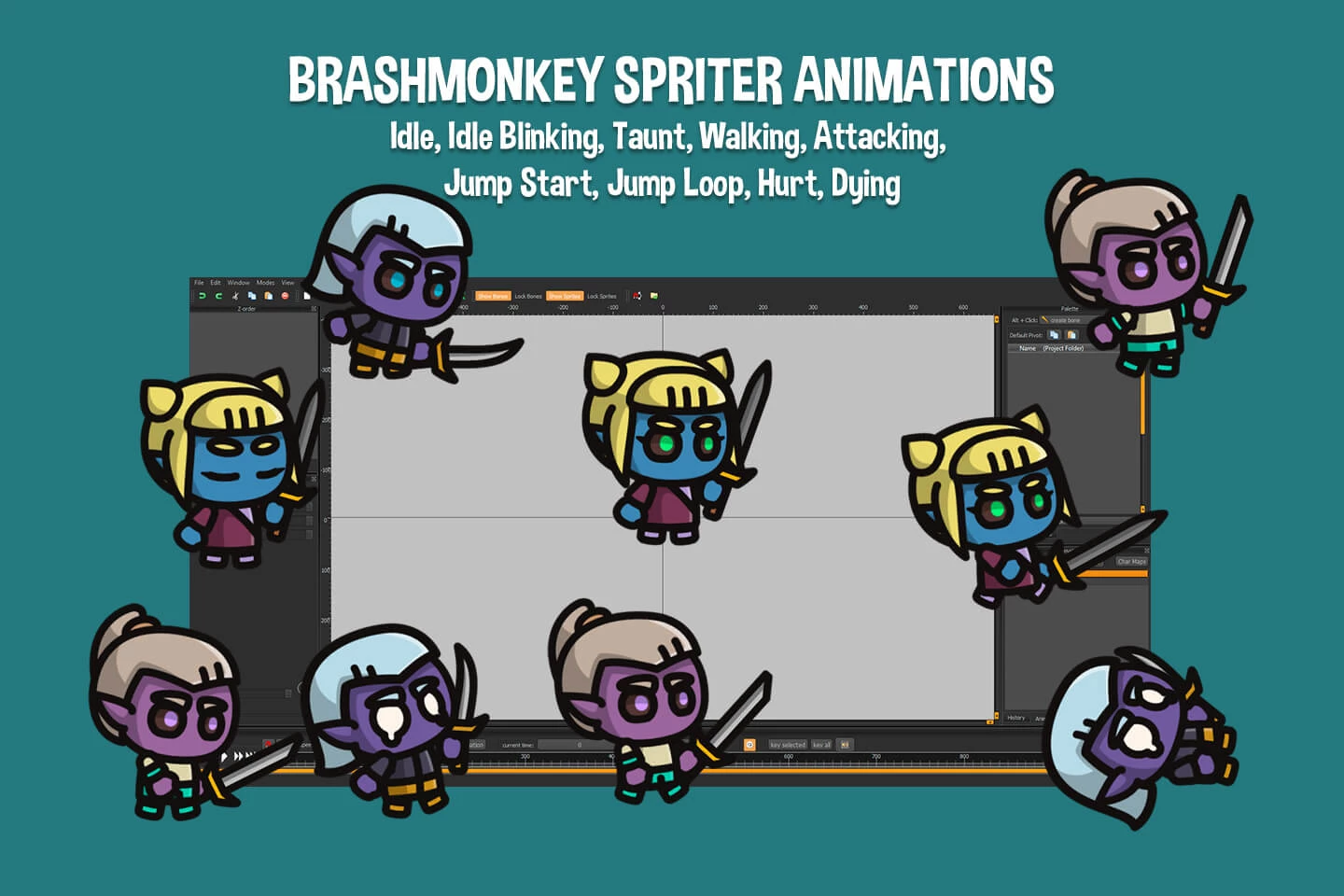 Dark Elf Tiny Style 2D Character Sprites
