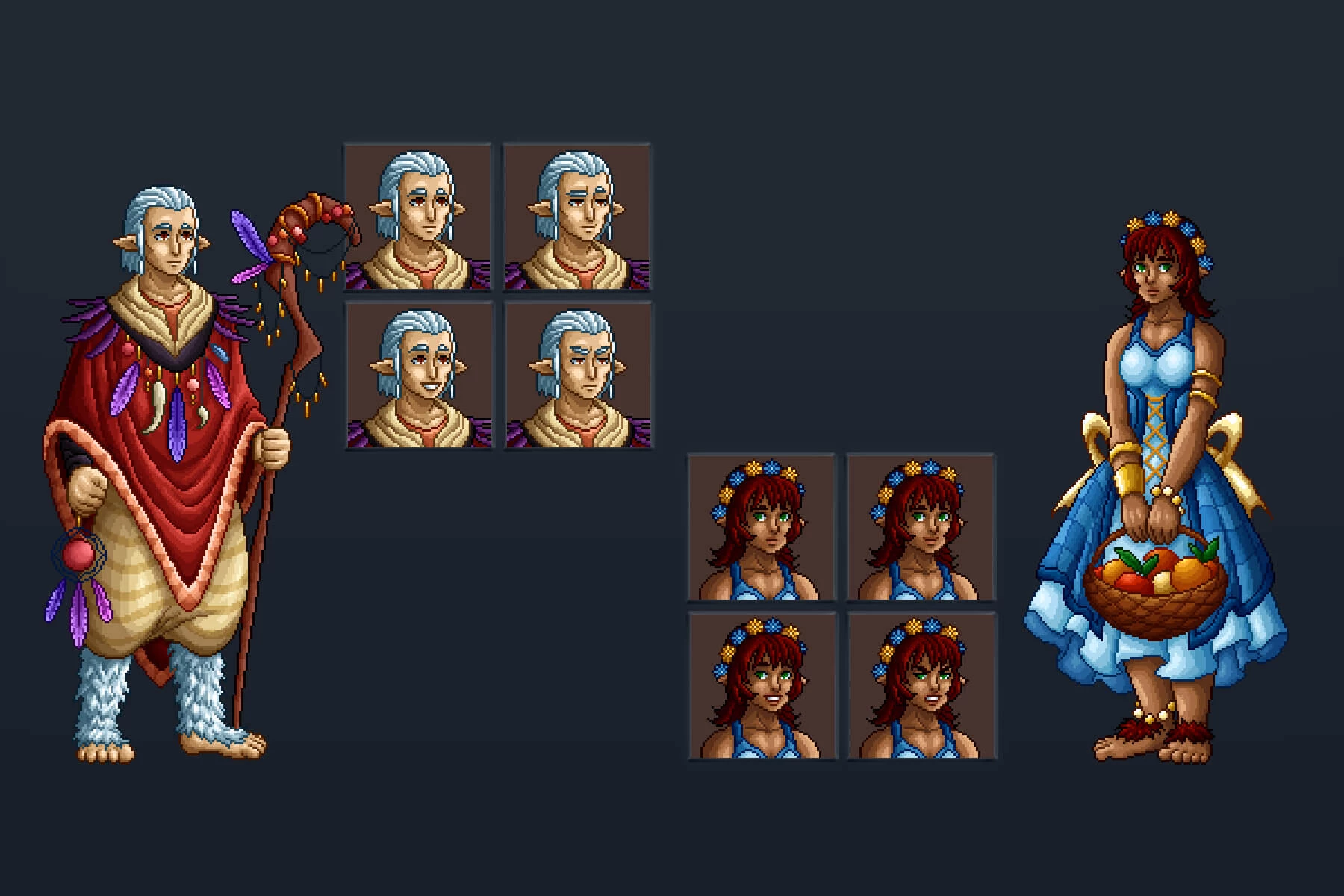 Halfling Characters Pixel Art