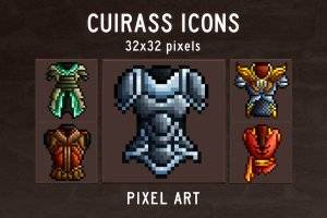 Cuirass RPG像素艺术图标：48个32×32护甲图标集