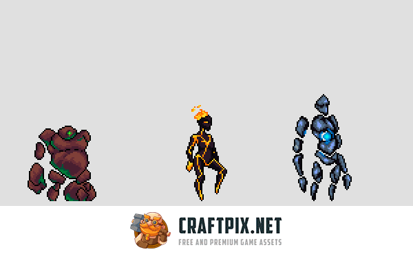 Golem Character Sprite Sheets Pixel Art