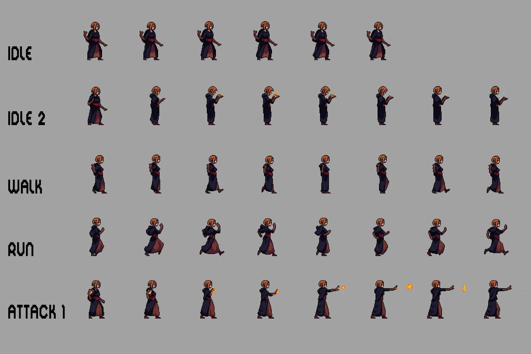 Pyromancer Character Sprite Sheets Pixel Art