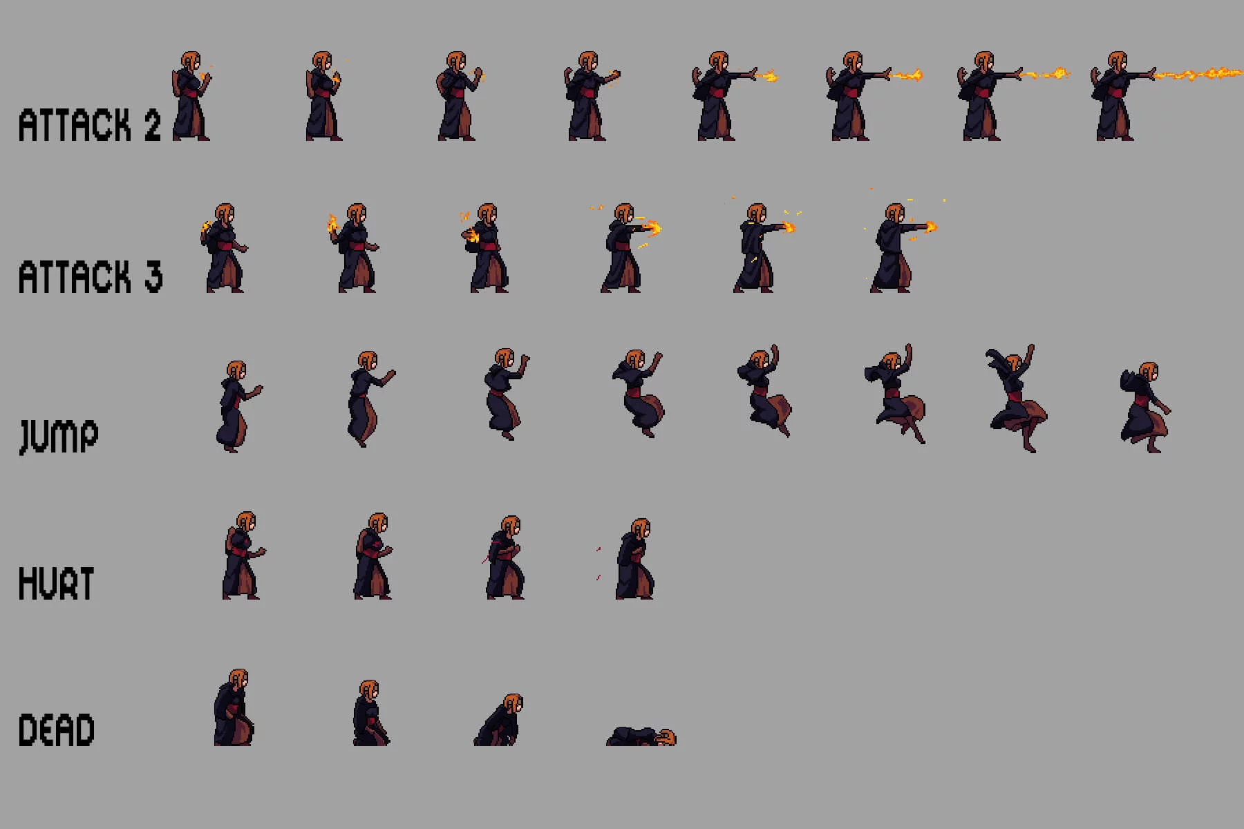 Pyromancer Character Sprite Sheets Pixel Art