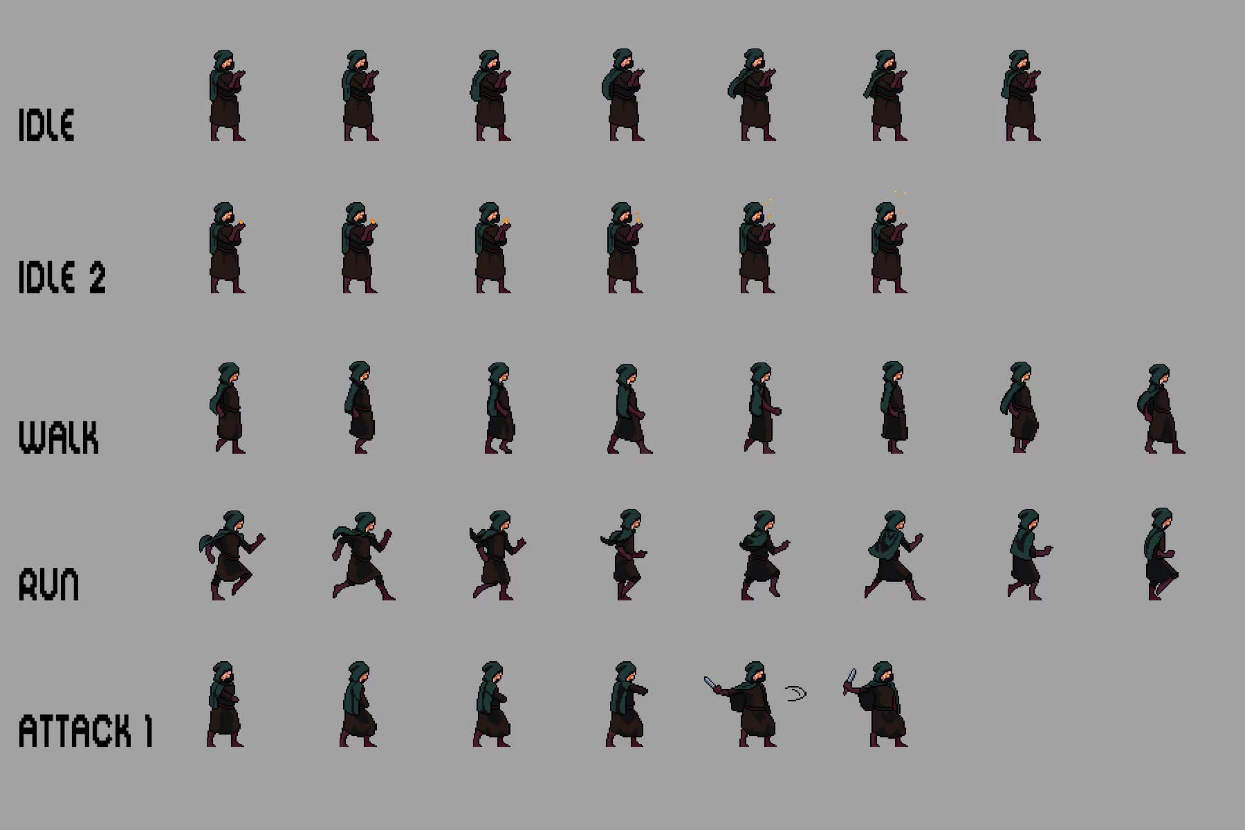 Pyromancer Character Sprite Sheets Pixel Art