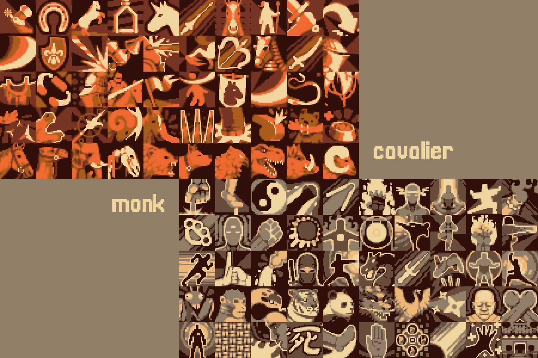 Cavalier and Monk Pixel Art Icon Set