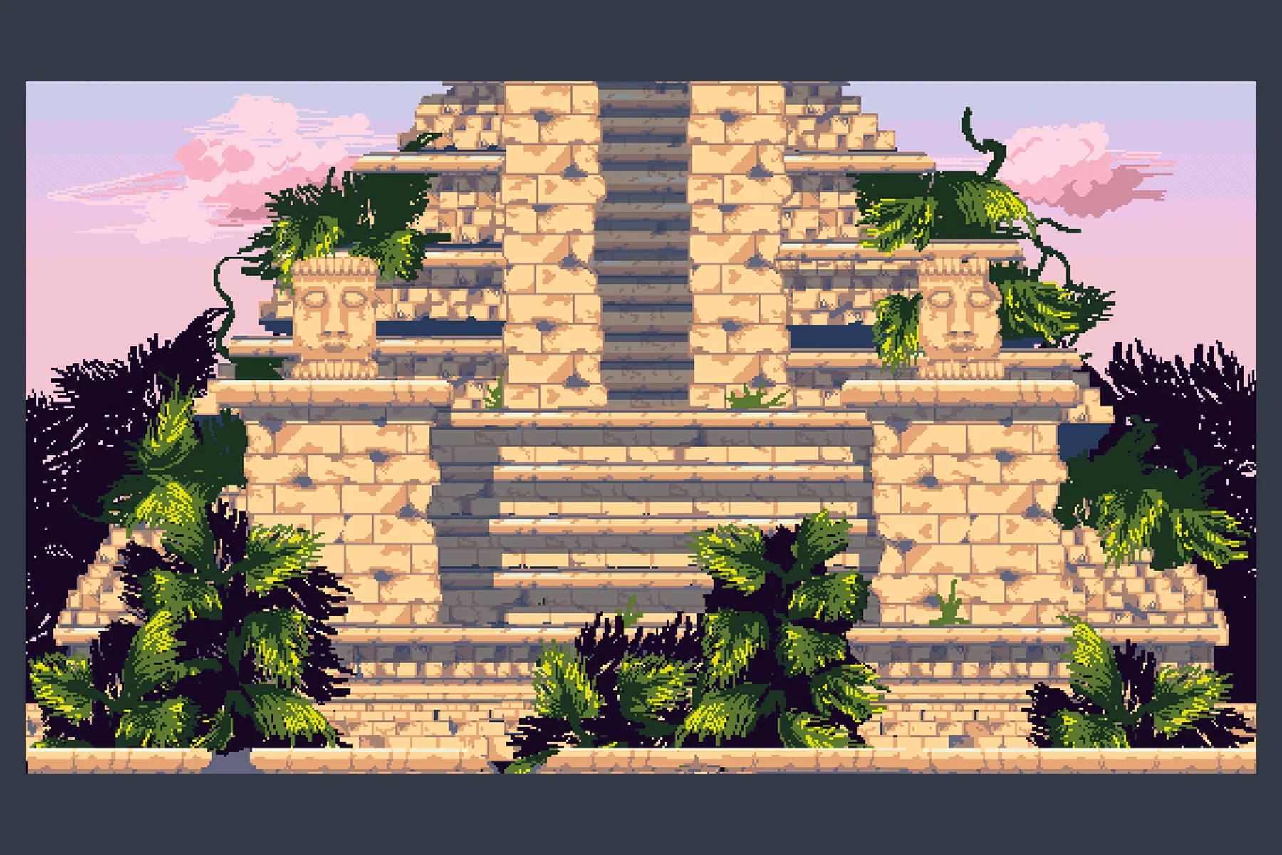 Ancient Temple Pixel Game Backgrounds