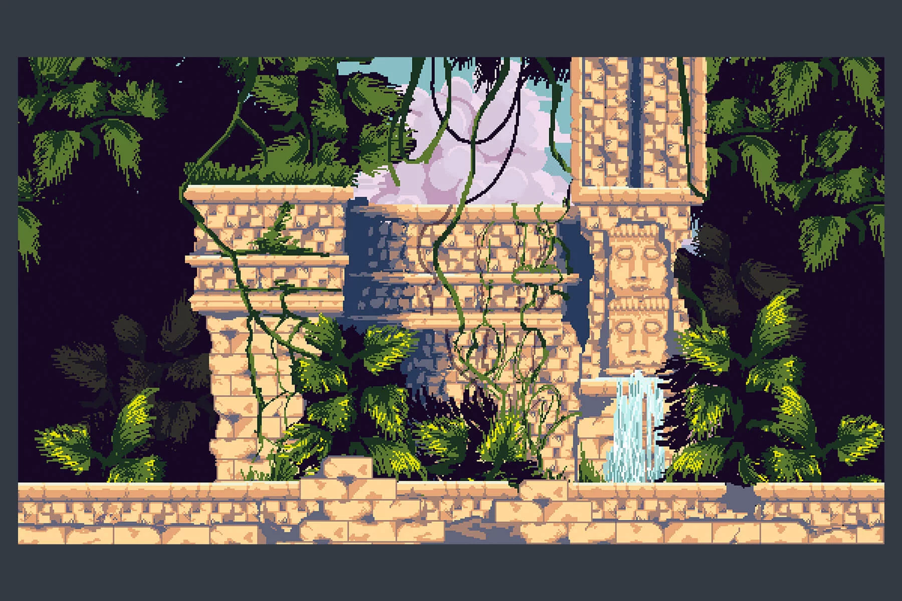 Ancient Temple Pixel Game Backgrounds