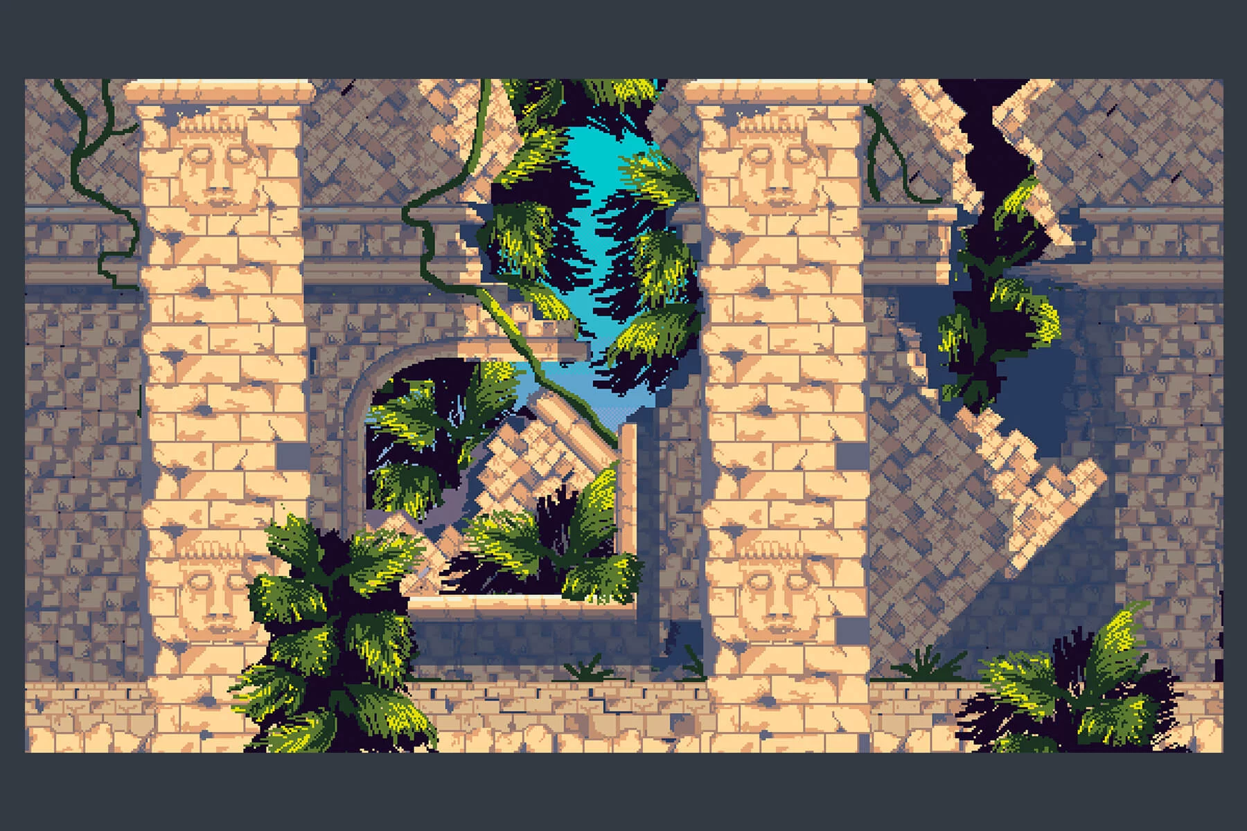 Ancient Temple Pixel Game Backgrounds