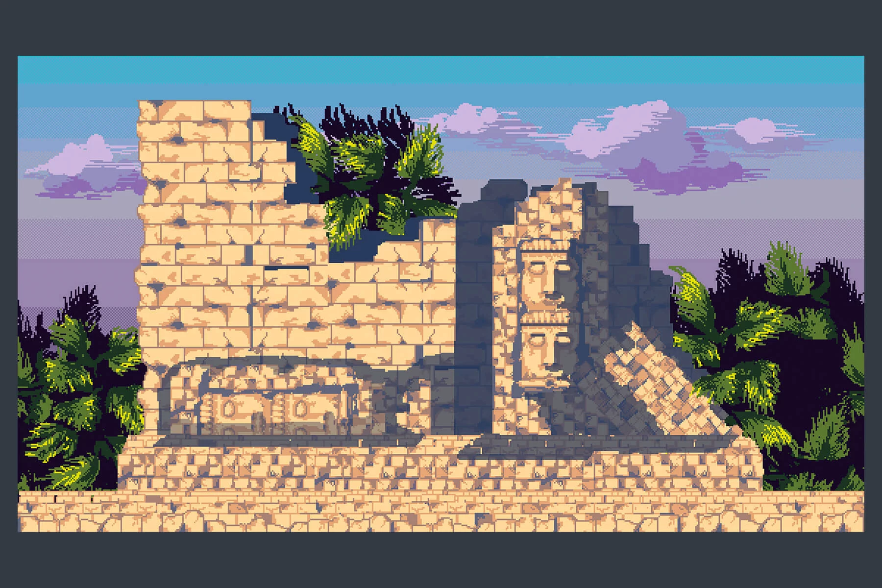 Ancient Temple Pixel Game Backgrounds