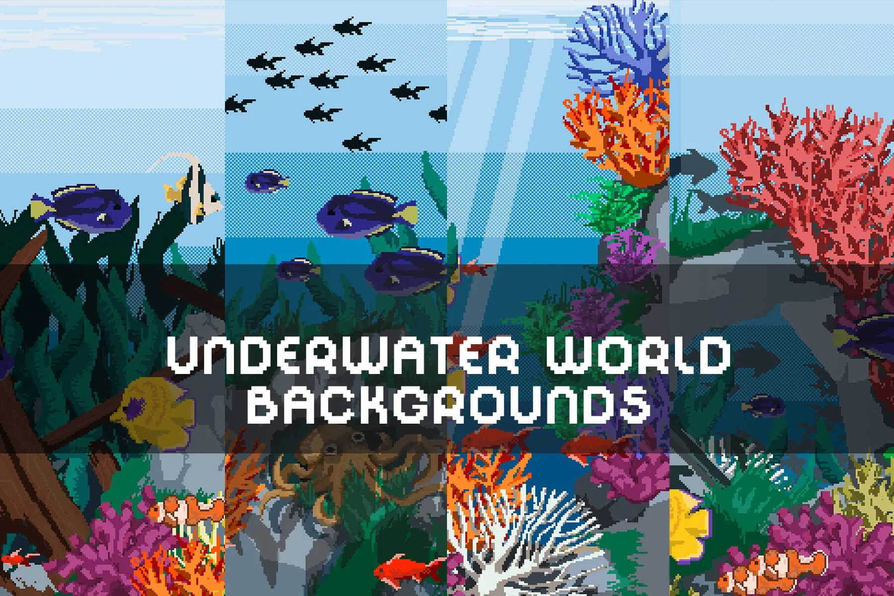Underwater World Pixel Game Backgrounds