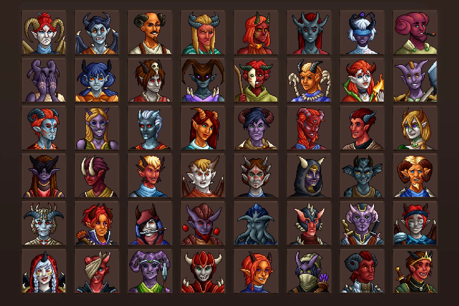 Demon Avatar Icons Pixel Art 64×64