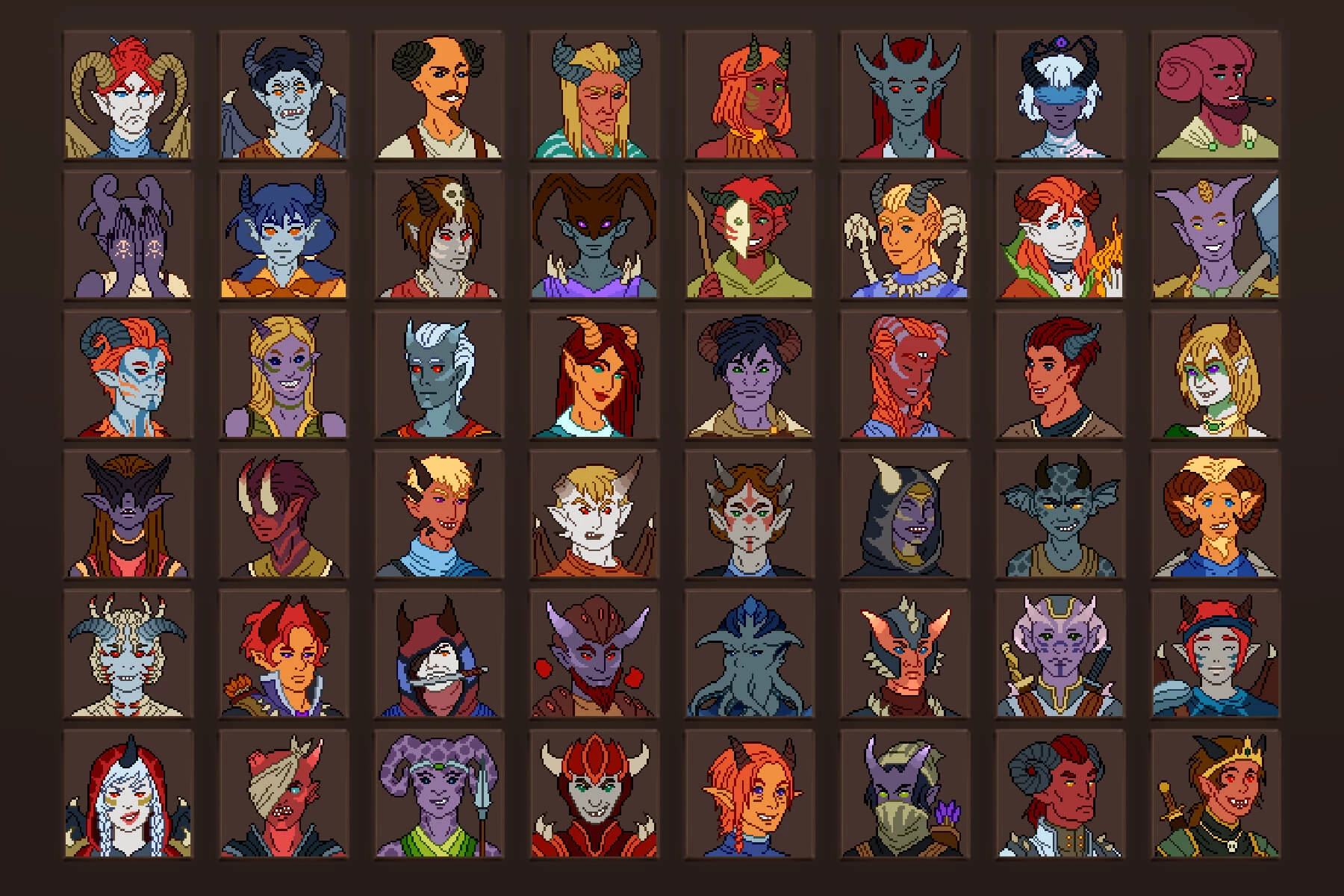 Demon Avatar Icons Pixel Art 64×64