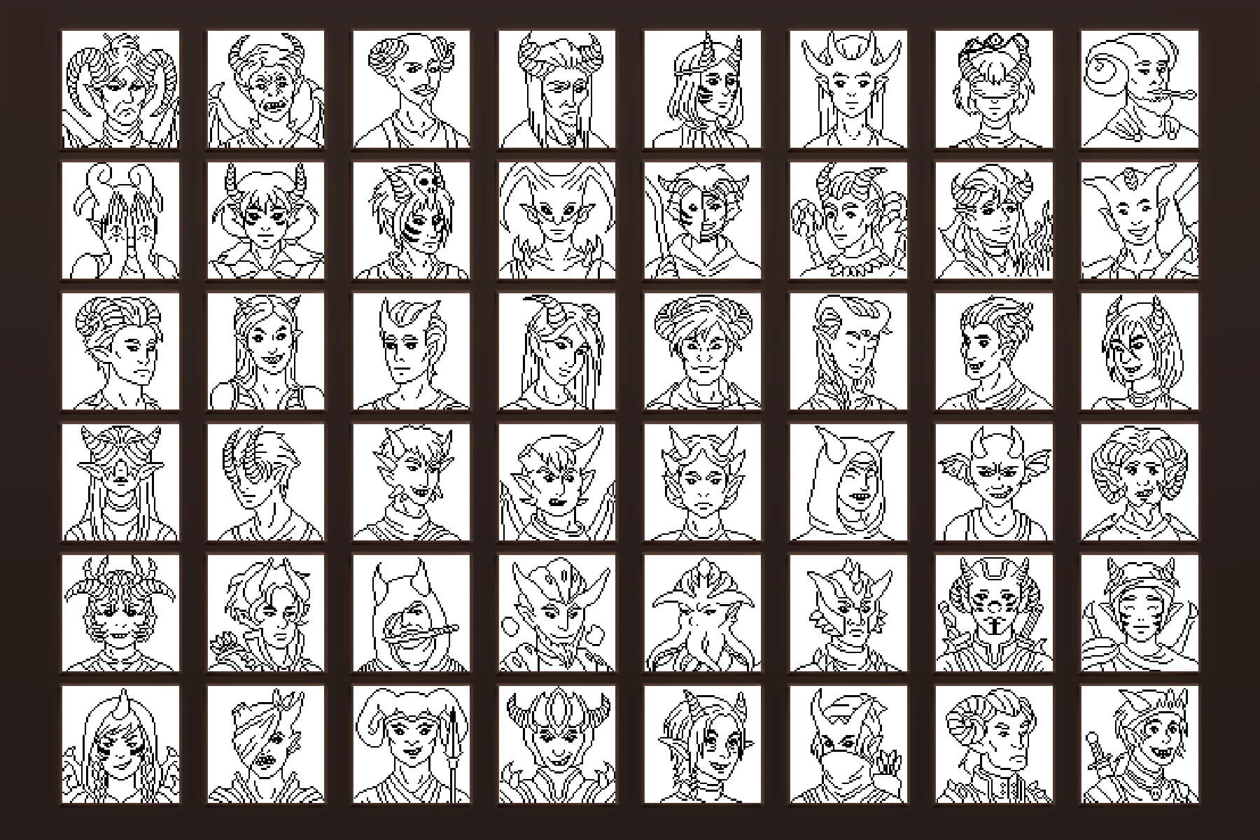 Demon Avatar Icons Pixel Art 64×64