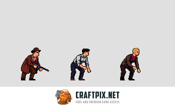 Gangster Pixel Character Sprite Sheets Pack 2