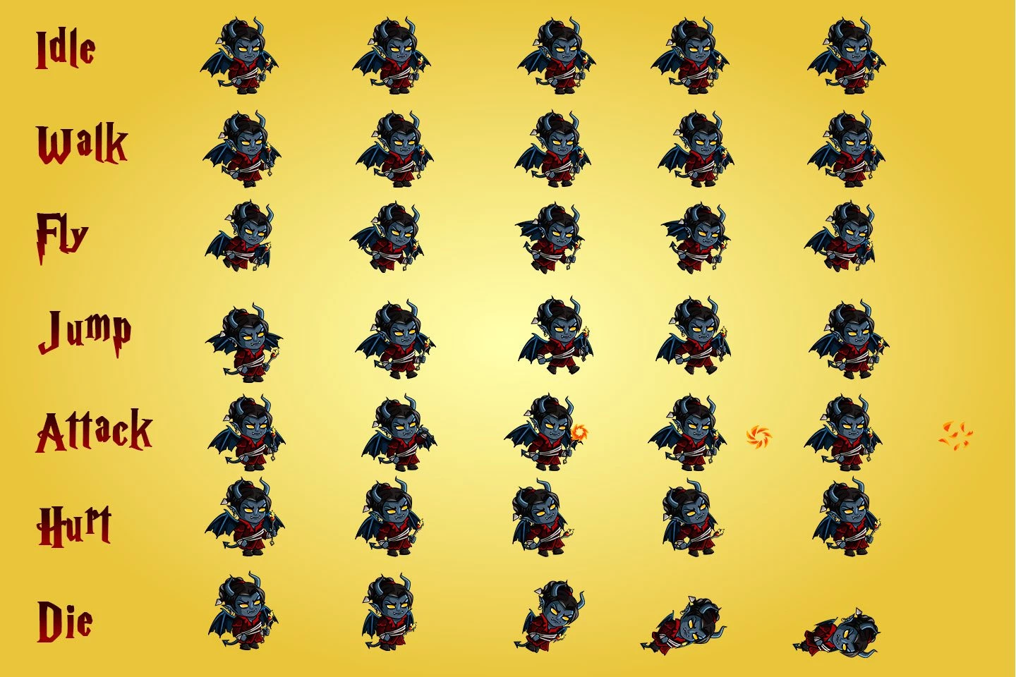 2D Fantasy Demon Character Sprites